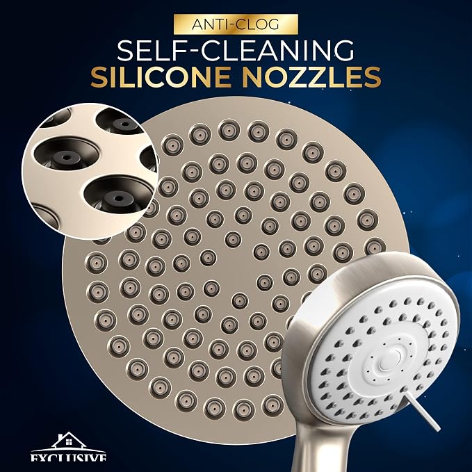 Shower Head With Handheld Combo, 6 Inch High Pressure Rainfall Showerhead With - Image 3