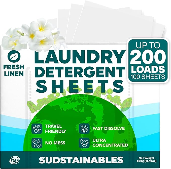 Sudstainables Laundry Detergent Sheets 200 Loads – Dissolvable Laundry Sheet by Sudstainables