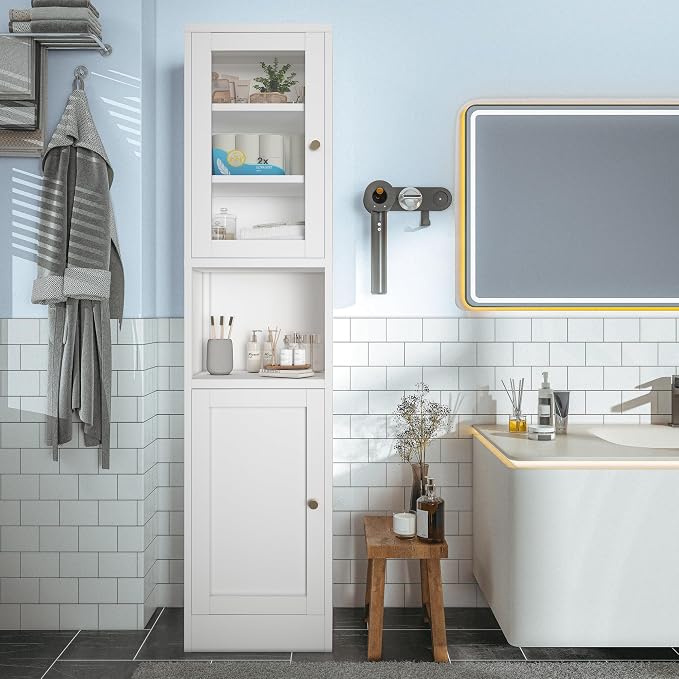 COFaR 67" Tall Metal Bathroom Storage Cabinet, 6-Tier Narrow Cabinet - Image 3