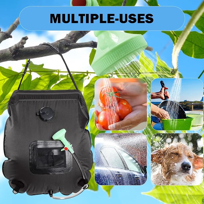 Solar Shower Bag | 5 Gal/20L Solar Heating Camping Shower Bag | Removable Hose - Image 5