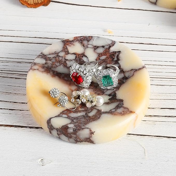 Koville Luxury Italy Calacatta Viola Marble Jewelry Dish, Small Round Trinket - Image 8