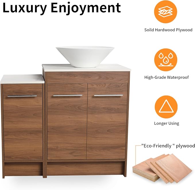 36 Inch Bathroom Vanity with Sink, Mordern Bathroom Vanity, Single Sink - Image 7