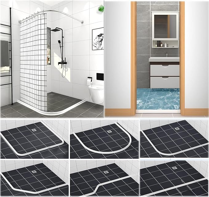 3.5" High Collapsible Shower Threshold Water Dam 59"Shower Water Splash Guard - Image 4