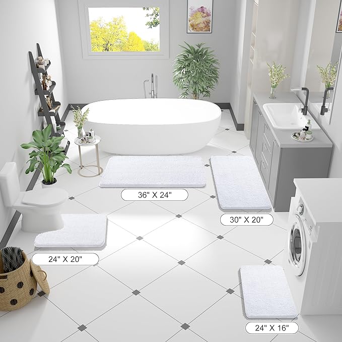 OLANLY Bathroom Rugs 47x32, Extra Soft Absorbent Chenille Bath Rugs, Rubber - Image 2