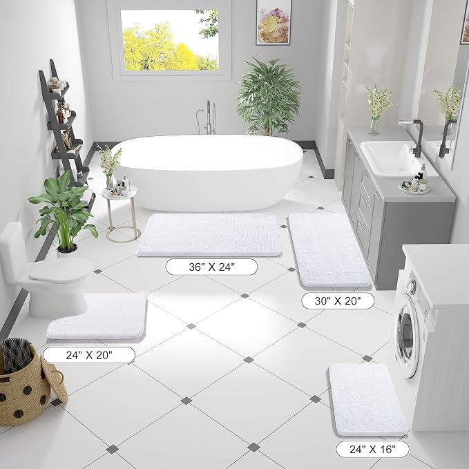 OLANLY Bathroom Rugs 59x24, Extra Soft Absorbent Chenille Bath Rugs, Rubber - Image 2