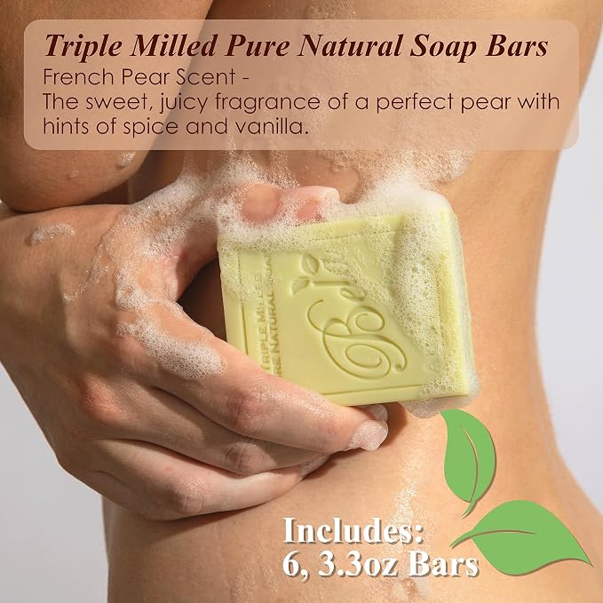 BELA French Pear Soap 3.3 OZ Pack of 6, Long Lasting French Triple Milled Bar - Image 2