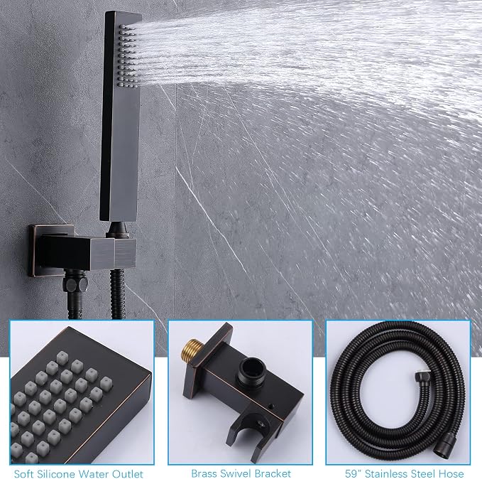 16x32 Inches Bathroom Shower System Ceiling Mount Thermostatic Luxury Rain - Image 6