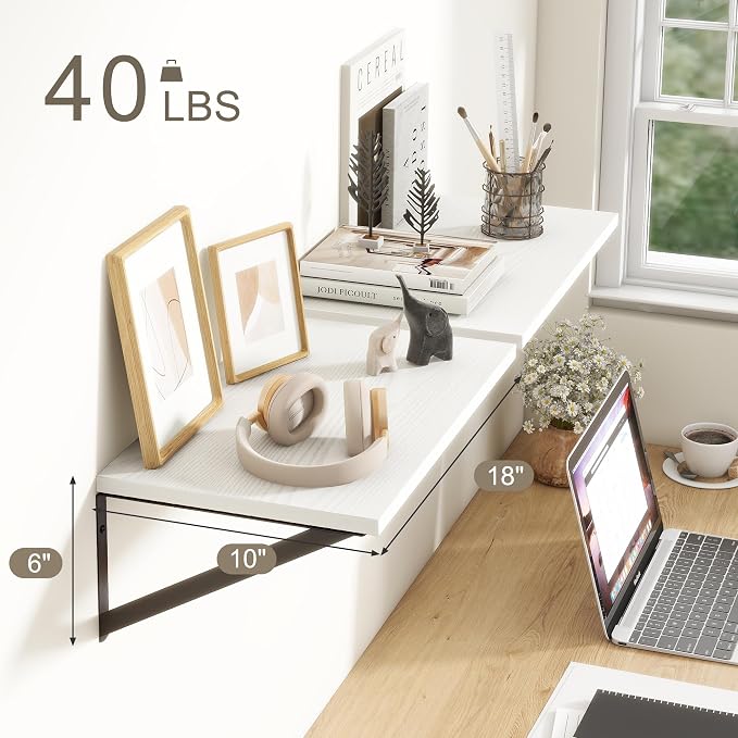 Fun Memories White Floating Shelves 18 Inch Long, Rustic Floating Shelf - Image 3