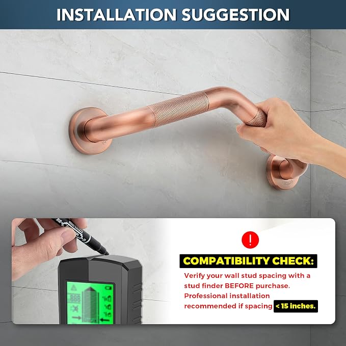 Grab Bars for Bathtubs and Showers- 1-1/4 x 16 Angled Shower Grab Bar for - Image 3