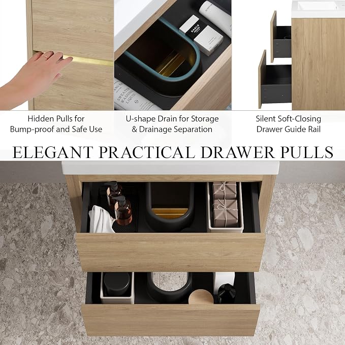 Modern 24" Wall-Mounted Bathroom Vanity - Image 2
