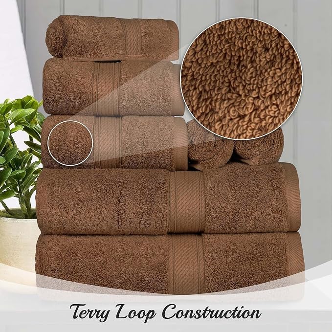 Superior Egyptian Cotton Pile Face Towel/Washcloth Set of 6, Ultra Soft Luxury - Image 6