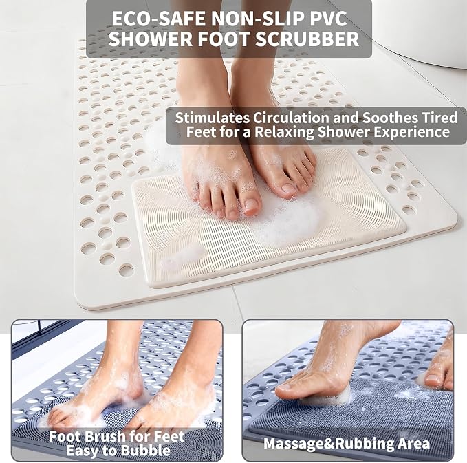 Bath Tub Shower Mat with Soft Shower Foot Scrubber Mat - Image 4