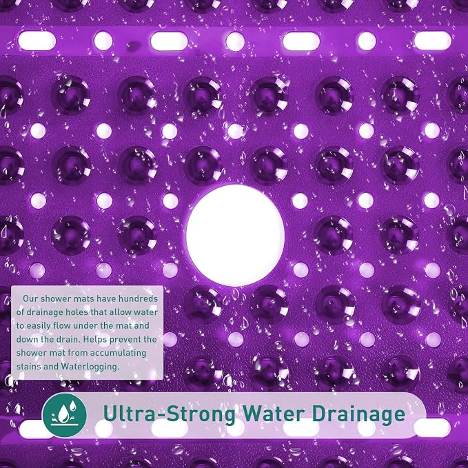 Large Clear Purple Square Shower Mat Non Slip 27 x 27 Inch, Soft Bath Mat Tub - Image 5