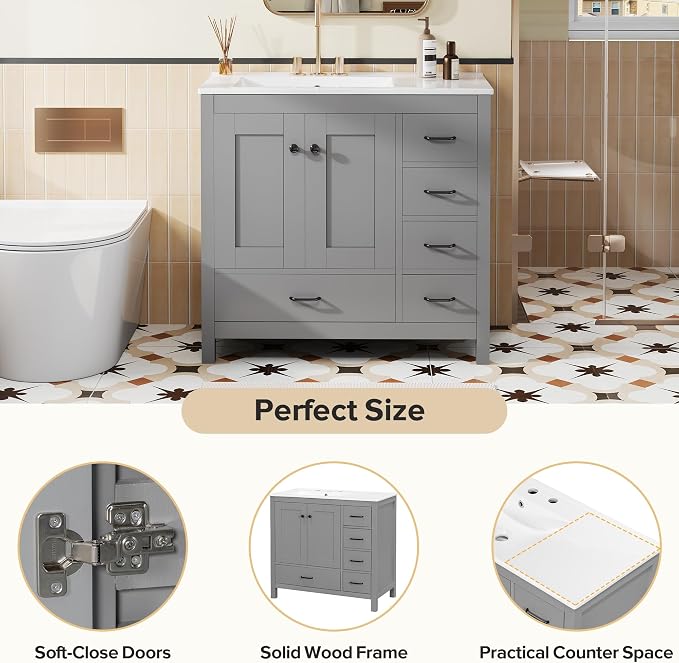 Harper & Bright Designs 36" Bathroom Vanity - Image 8