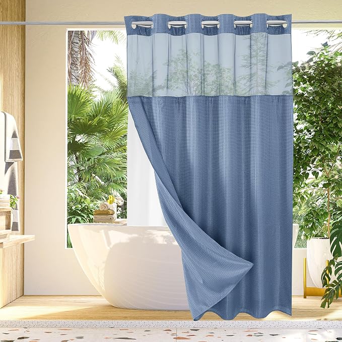 Gibelle No Hook Waffle Weave Shower Curtain by Gibelle