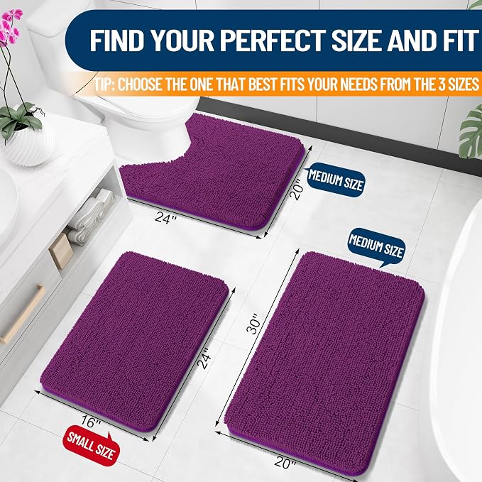 OLANLY Bathroom Rugs 30x20, Extra Soft Absorbent Chenille Bath Rugs, Rubber - Image 2