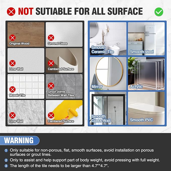 DAILYLIFE Grab Bars for Bathtubs and Showers, 15 inch Shower Handles for - Image 6