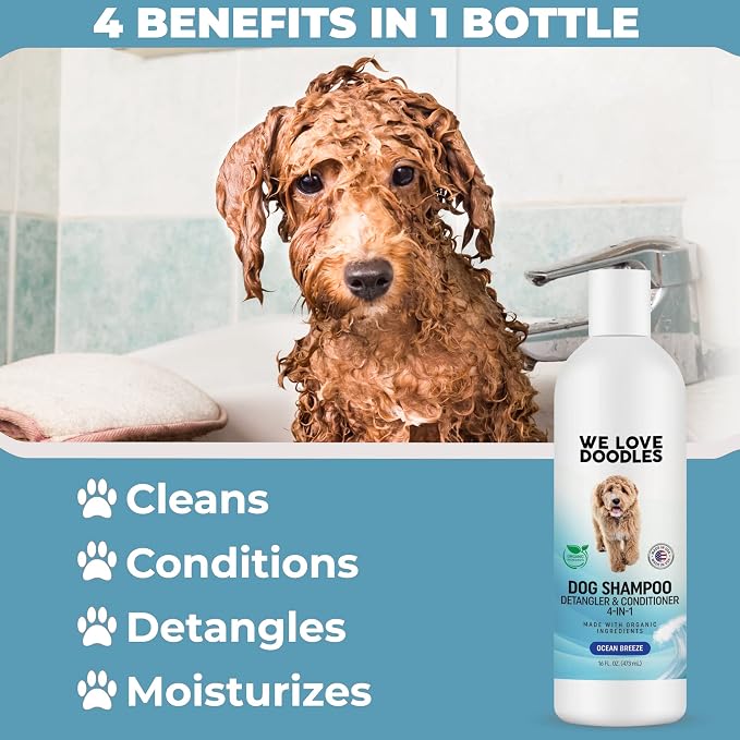 We Love Doodles 2 PACK Pet Rubber Bath Brush and Dog Shampoo - Image 7