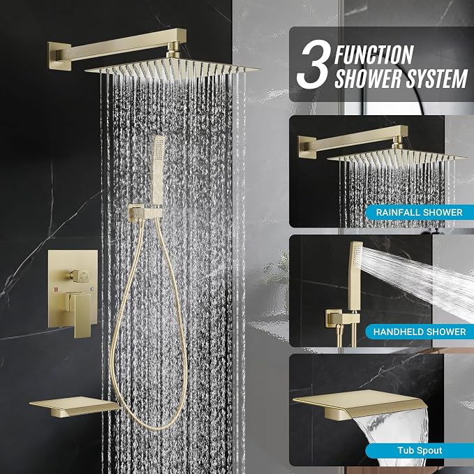 Rain Shower Faucet Set Wall Mounted Rainfall - Image 2