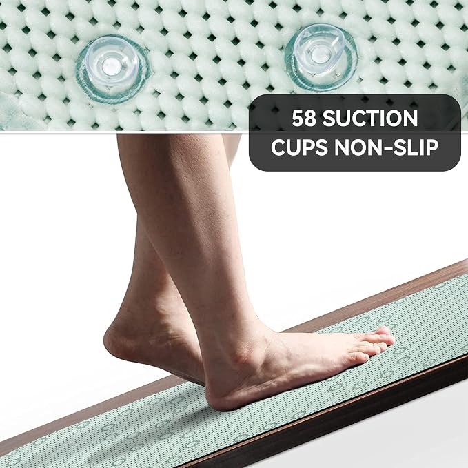 Double Layer Foam Non Slip Bathtub Mat 37x17in, More Comfortable and Thicker - Image 9