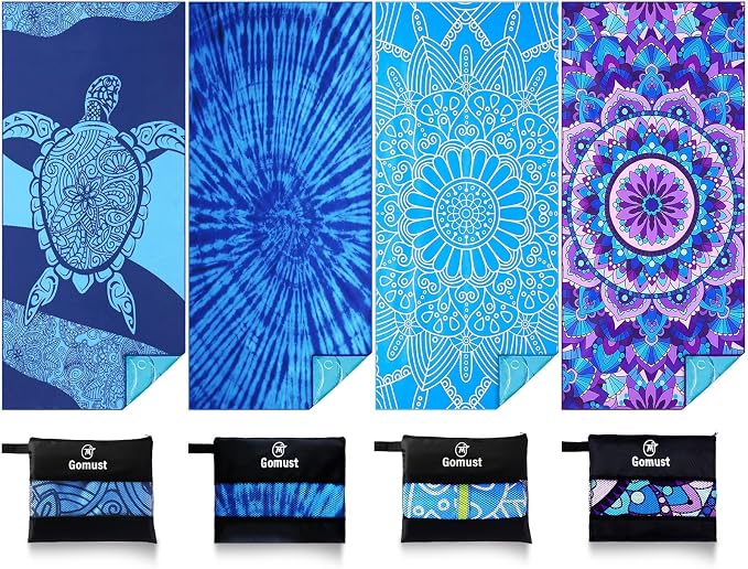 4 Pack Lightweight Thin Beach Towel Oversized 71"x32" Big Extra Large by Gomust
