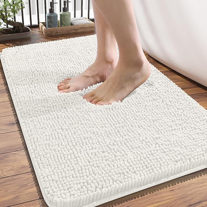 OLANLY Bathroom Rugs 34x21, Extra Soft Absorbent Chenille Bath Rugs, Rubber by OLANLY