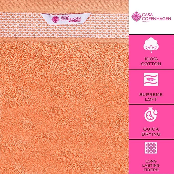 CASA COPENHAGEN Solitaire 6 Pieces Towel Set- Malibu Peach, 600 GSM 2 Bath - Image 2