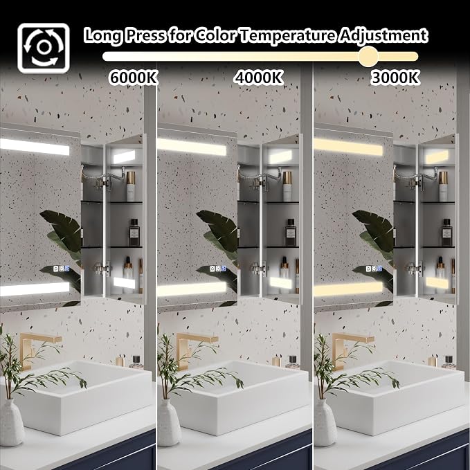 GroGro LED Lighted Bathroom Medicine Cabinet - Image 5