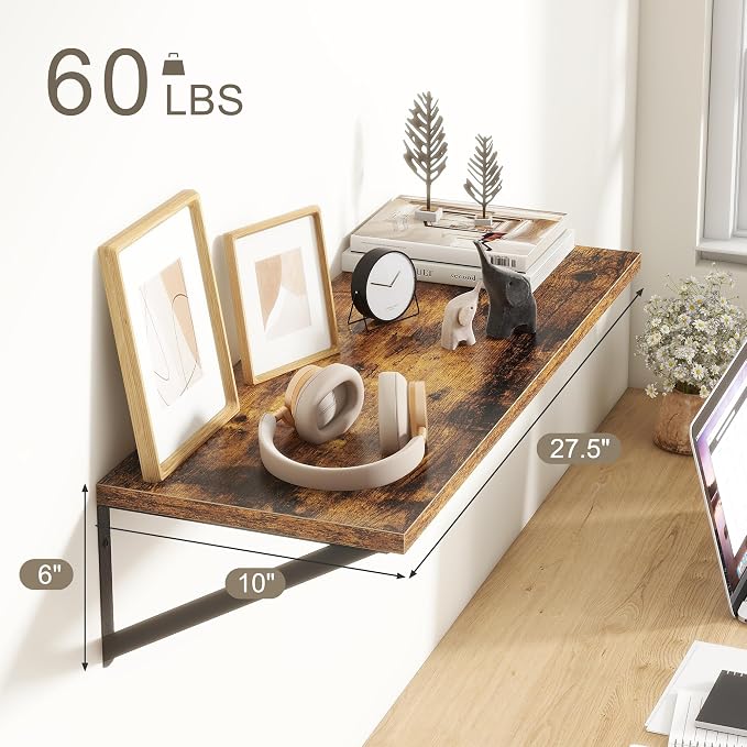 Fun Memories 27.5" W x10 D Floating Shelves, Large Wall Shelves 27.5 Inch Long - Image 3