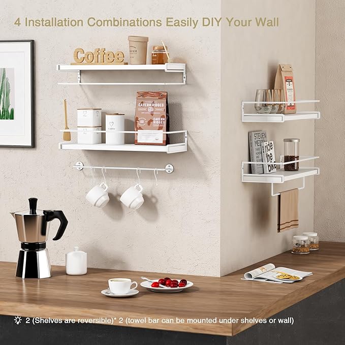 Forbena Bathroom Shelves for Wall Set of 2, Small Wall Mount Bookshelf and Toy - Image 5