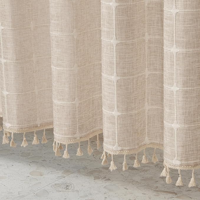 MitoVilla No Hooks Needed Boho Farmhouse Shower Curtain - Image 5