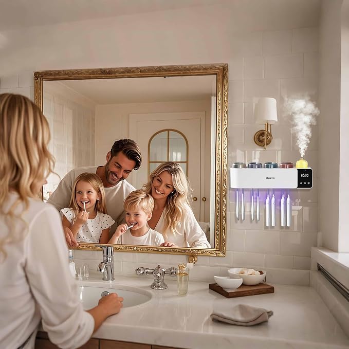 iHave Toothbrush Holders with UV Toothbrush Sanitizer, Aromatherapy Diffuser & - Image 6