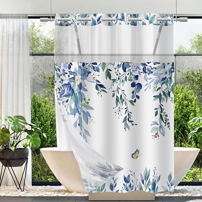 No Hook Shower Curtain and Liner Set, Bath Curtain Sets by TWLSNCD