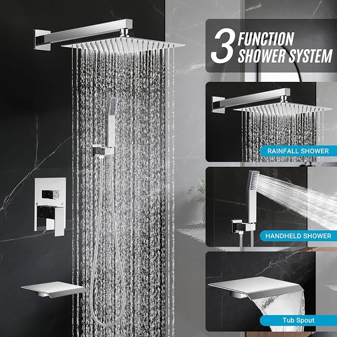 Rain Shower Faucet Set Wall Mounted Rainfall - Image 2