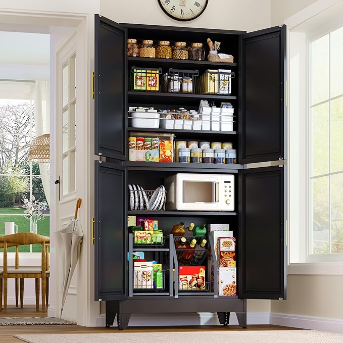 75.2" Tall Metal Pantry Cabinet, Storage Cabinets by GAIOUS