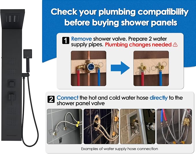 ROVOGO 46.5"H x 7.8"W Shower Panel Tower System - Image 9