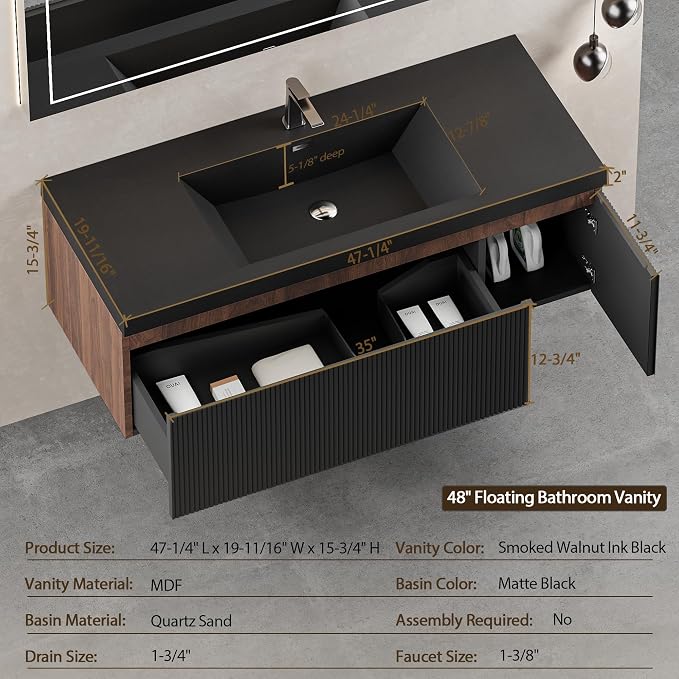 48" W Floating Bathroom Vanity - Image 2