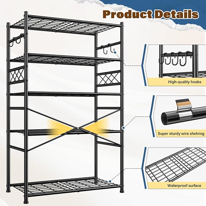 Storage Shelves 5-Tier Large Capacity Metal Shelving - Image 6