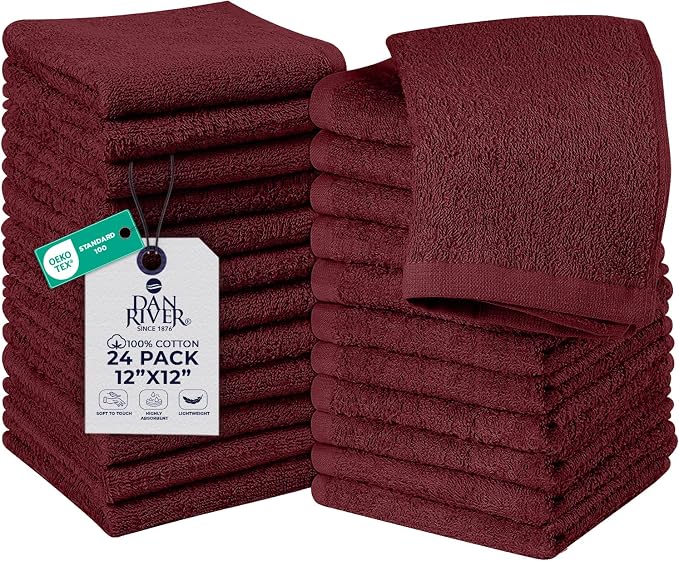DAN RIVER 24 Pack Wash Cloths for Showering by DanRiver