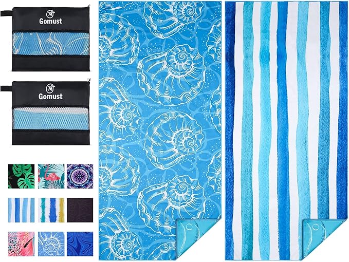 2 Pack Lightweight Thin Beach Towel Oversized 71"x32" Big Extra Large by Gomust