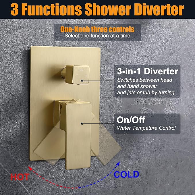 Enga Brushed Gold Rain Shower System - Image 6