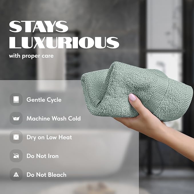 White Classic Green Hand Towels - Image 6