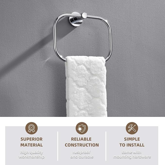 Angle Simple Swivel Towel Ring Chrome, Stainless Steel Hand Towel Rack - Image 3