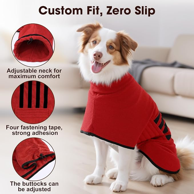 Microfibre Dog Bathrobe Towel Wrap Super Absorbent Dog Drying Coat Bath Robe - Image 2