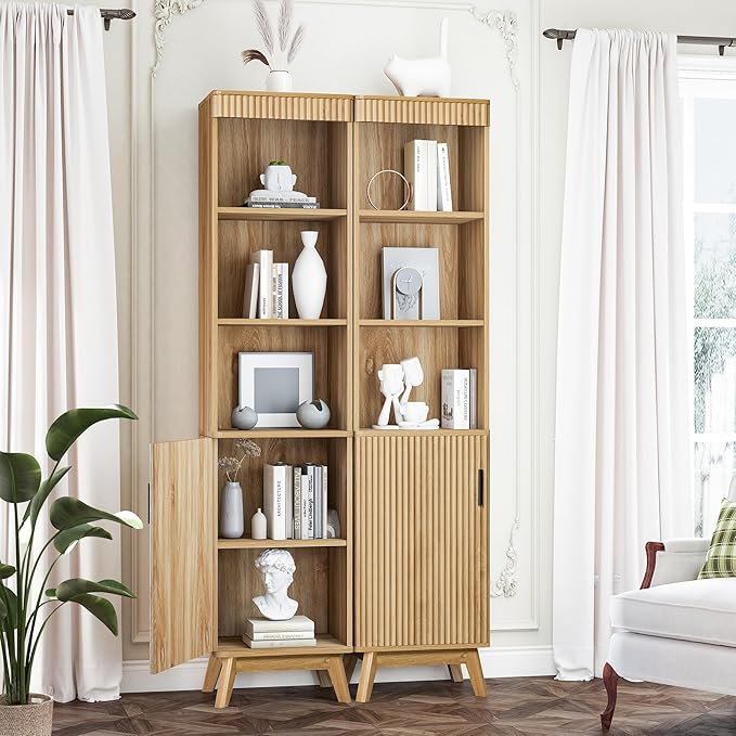 68" Tall Bathroom Storage Cabinet, Narrow Fluted Tower Cabinet - Image 6