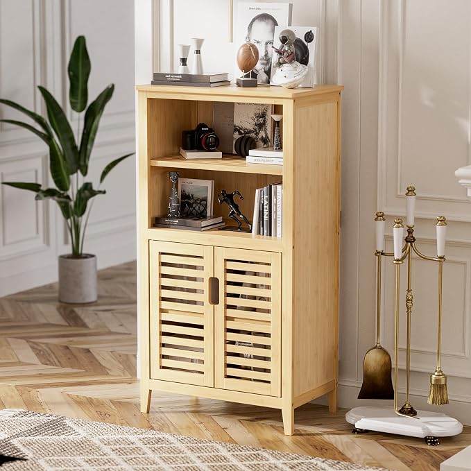 HITNET Bathroom Cabinet Freestanding, Bamboo Storage Cabinet 5-Tier Floor - Image 2