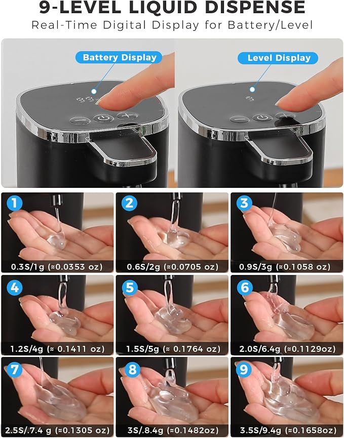 Automatic Liquid Soap Dispenser, 12.8oz Rechargeable, Adjustable Liquid Levels - Image 3
