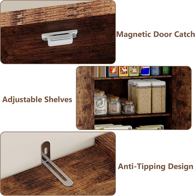 Pantry Organizers and Storage Cabinet, 71” Barn Door White Kitchen Cabinet - Image 5