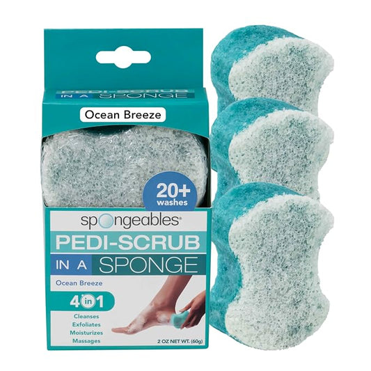 Spongables Pedi Scrub Foot Exfoliating 20+ Wash Sponge, Ocean Breeze by Spongeables