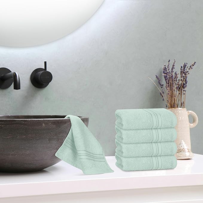 BOUTIQUO Ultra Soft Cotton Washcloths, Contains 12 Piece Face Cloths 12x12 inch - Image 4